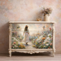 Mulher no Caminho do Jardim - Decoupagem Floral Ro