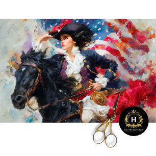Papel De Seda Mulher Patriota Revolucionária a Cavalo Decoupage