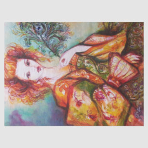 PAPEL DE SEDA MULHER ROMÂNTICA COM PENA DE PAZ ESPUMANTE