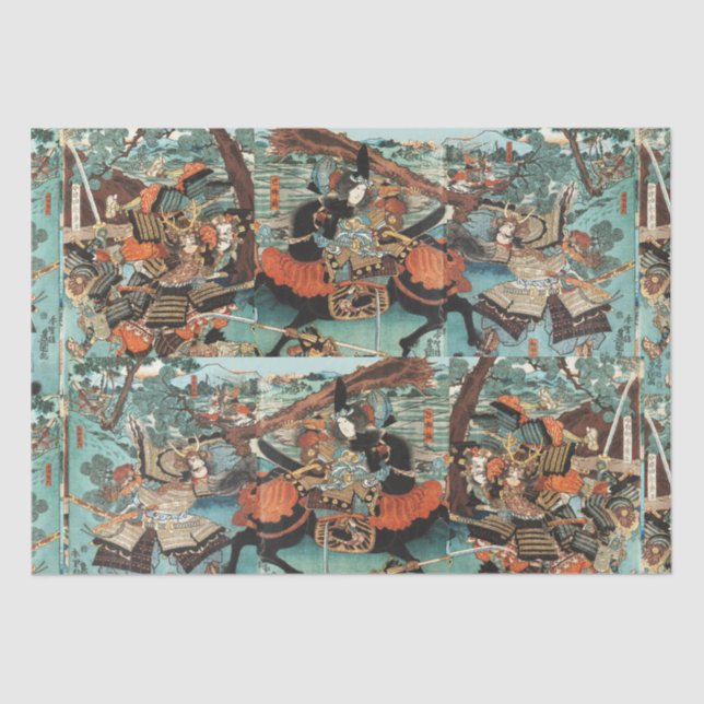 PAPEL DE SEDA MULHER SAMURAI TOMOE GOZEN HORSEBACK NA BATALHA (Frente )