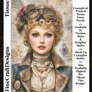 Papel De Seda Mulher Steampunk de Cabelo Crespo Colagem DM1L Dec