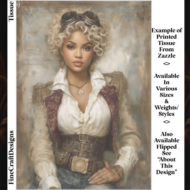 Papel De Seda Mulher Steampunk de Cabelo Crespo, Decoupagem de C (Criador carregado)
