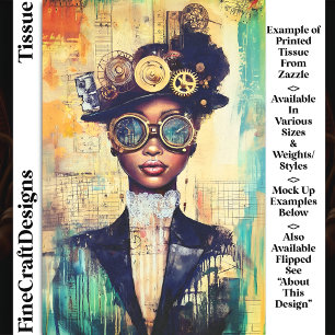 Papel De Seda Mulher Steampunk de Pele Escura Colagem DK1LF Deco