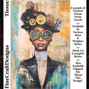 Papel De Seda Mulher Steampunk de Pele Escura Colagem DK1R Decou