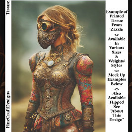 Papel De Seda Mulher Steampunk Dystopian, Armor EK3L Decoupage
