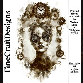 Papel De Seda Mulher Steampunk Irregular Sujeita Áspera N2 Decou
