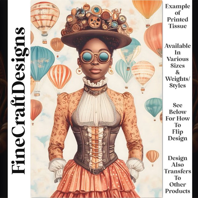 Papel De Seda Mulher Steampunk Pele Melanizada U1 Decoupage (Criador carregado)