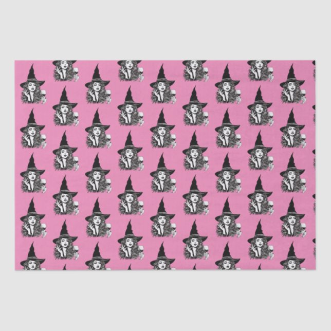 Papel De Seda Mulher Testemunha, Bruxa Elegante Negra Segurando  (Frente )