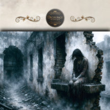 Mulher Urbana Ensopada pela Chuva Azul Escuro Deco