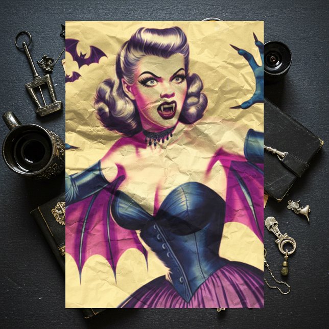 Papel De Seda Mulher-Vampira-Retro (Criador carregado)