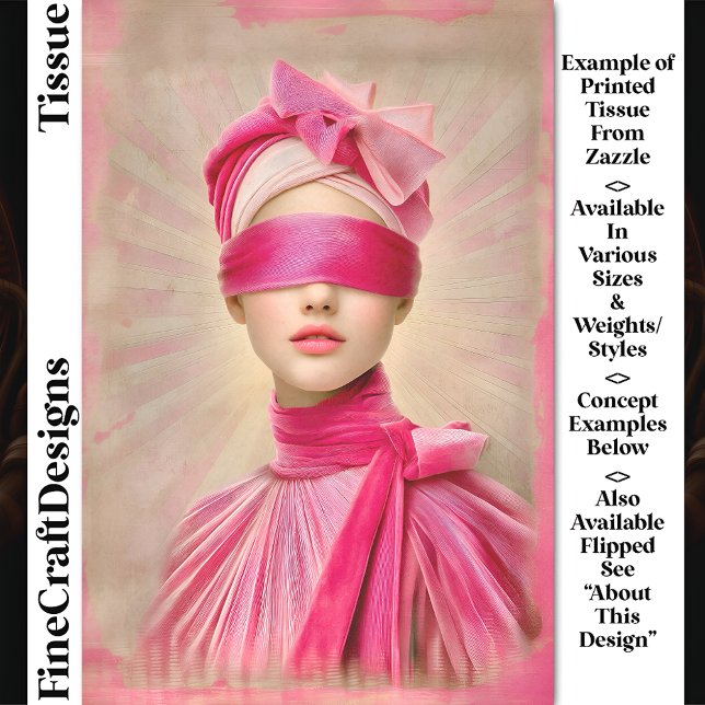 Papel De Seda Mulher Vendada, Cachecol Rosa Decoupage DH9R (Criador carregado)
