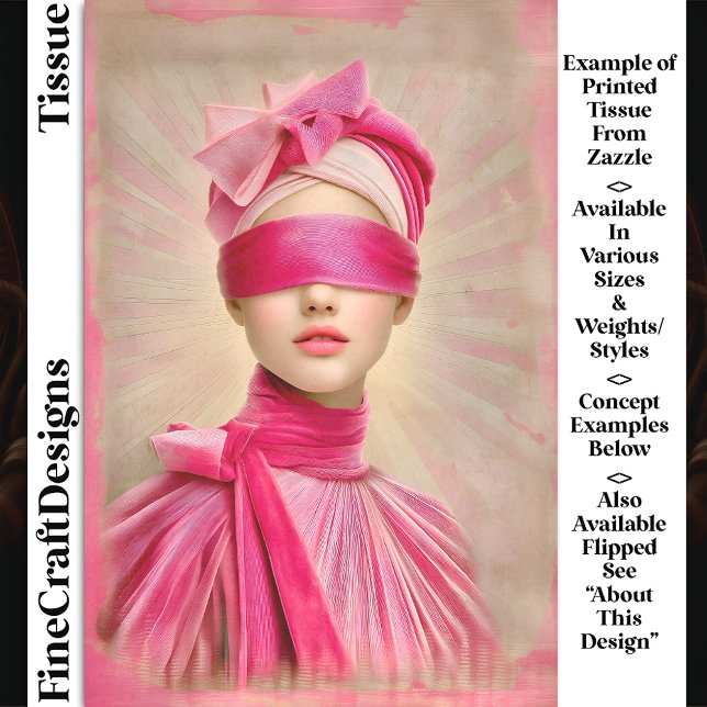 Papel De Seda Mulher Vendada, Lenço Rosa Decoupage DH9L (Criador carregado)