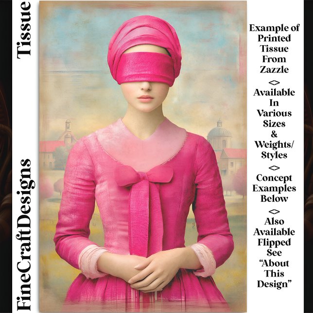 Papel De Seda Mulher Vendada, Vestido Rosa Decoupage DH8L (Criador carregado)