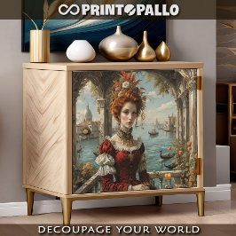 Papel De Seda Mulher veneziana com vestido suntuoso renascentist