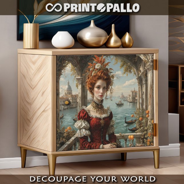 Papel De Seda Mulher veneziana com vestido suntuoso renascentist (Criador carregado)