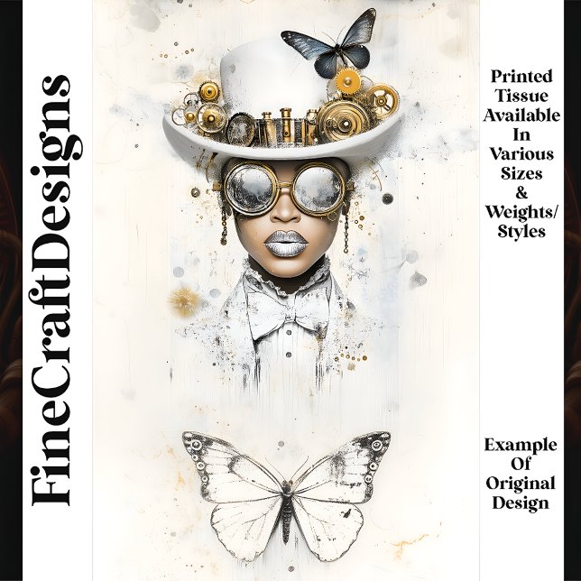 Papel De Seda Mulher Vestida Em Branco E Borboleta Desaparece No (Criador carregado)