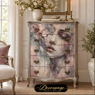 Papel De Seda Mulher Vintage Decoupage Floral Pastel
