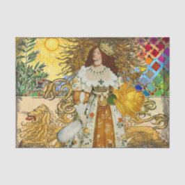 Papel De Seda Mulher Vintage Sol Dourado: Arte Colagem do Zodíac