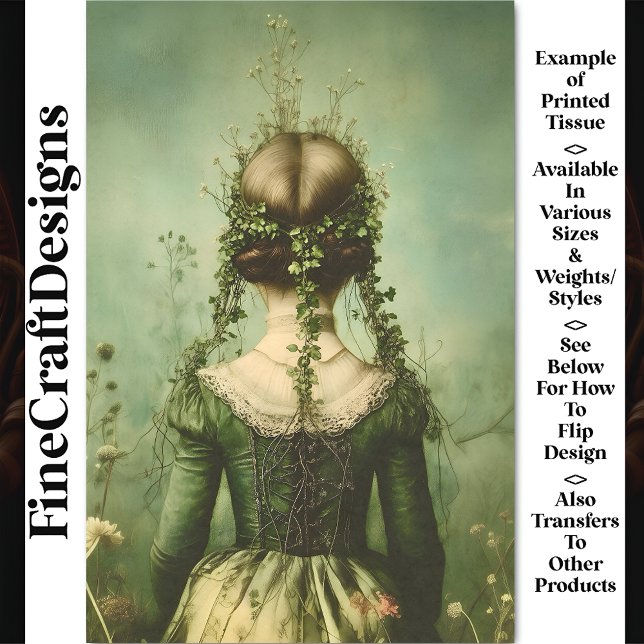 Papel De Seda Mulher Vitoriana De Trás, Campo BE3 Decoupage (Criador carregado)