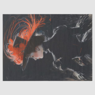 Papel De Seda Mulher vitoriana em desligamento de chapéu