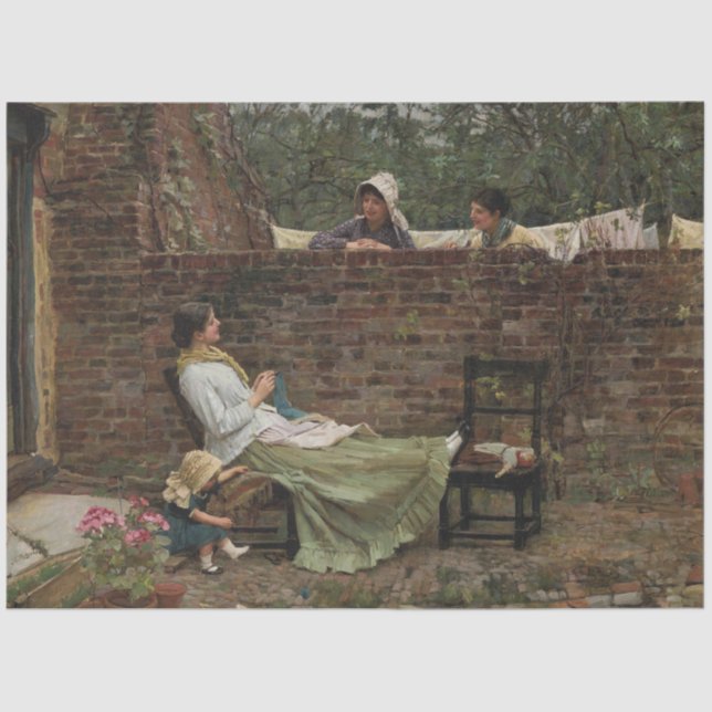 Papel De Seda Mulheres conversando sobre o Muro do Jardim (Gossi (Frente )