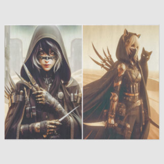 Papel De Seda Mulheres Guerreiras a Preto com Dois Desligamentos