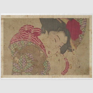 Papel De Seda Mulheres Japonesas Com Estilo Ukiyo De Gato Branco