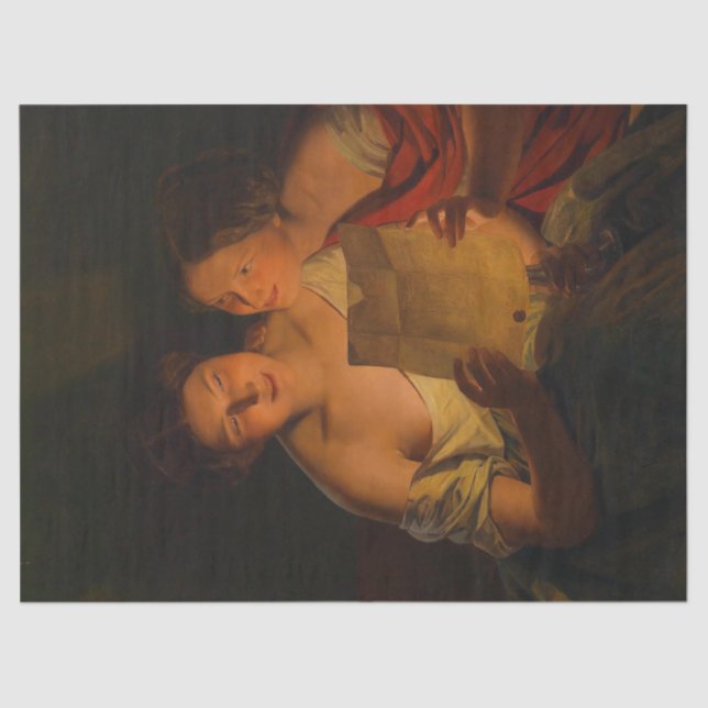 Papel De Seda Mulheres lendo uma carta de amor (por Waldmüller) (Frente )