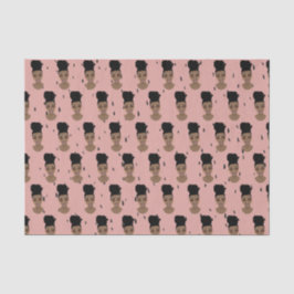 Papel De Seda Mulheres Pretas, Matizes Dourados, Pontos Pretos, 