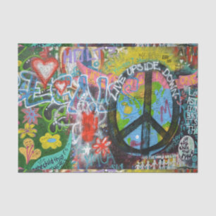 Papel De Seda Muro de Sinalização de Paz ao Vivo para Baixo