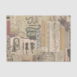 Papel De Seda Música de Vintage nota violino de violão