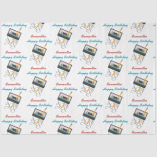 Papel De Seda Música Retro Cassette Fita Brincadeira dos anos 80
