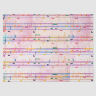 Papel De Seda Músico Colorido de Nota Musical Multicolorido
