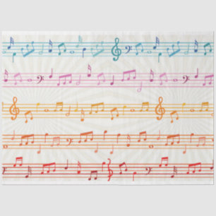 Papel De Seda Músico Colorido de Notas de Música Multicolores