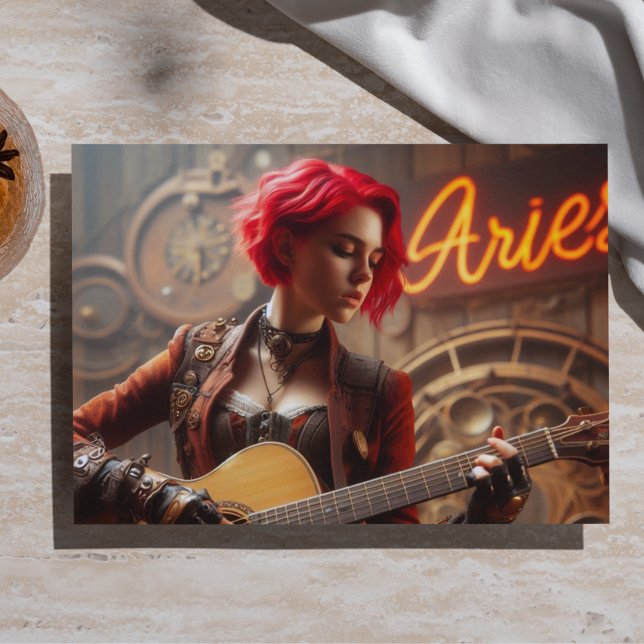 Papel De Seda Músico de Áries Zodíaco Guitarra Decoupage  (Criador carregado)