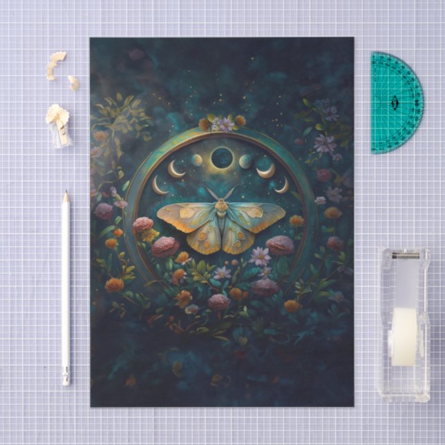 Papel De Seda Mysterious Twilight Portal, Moth & Eclipse Vert. (Arte )