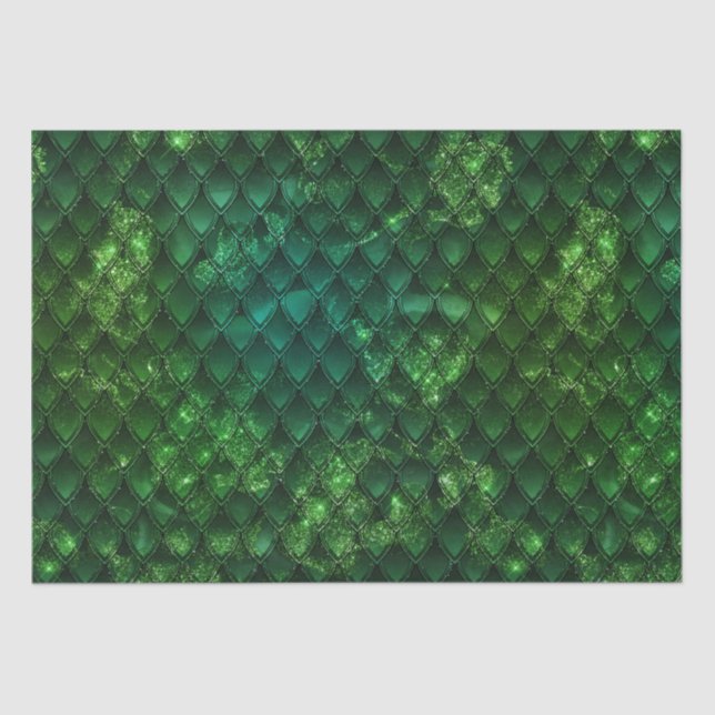 Papel De Seda Mystic Emerald Fantasy Green Dragon Scale Pattern (Frente )