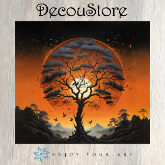 Papel De Seda Mystic Tree at Sunset Decoupage