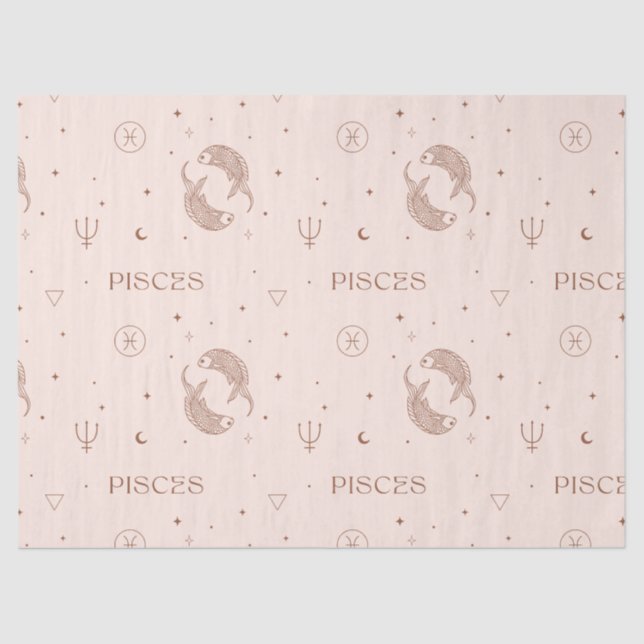 Papel De Seda Mystical Libra Zodiac Pattern in Brown & Burgundy (Frente )
