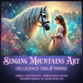 Papel De Seda Mystical Meadow Horse e Girl Decoupage