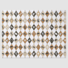Papel De Seda Na moda Beige Brown Equestrian Diamond Patterno