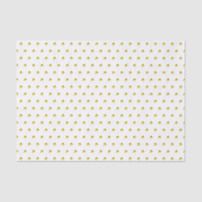 Papel De Seda na moda metálico com padrão de estrelas Dourado (Frente )