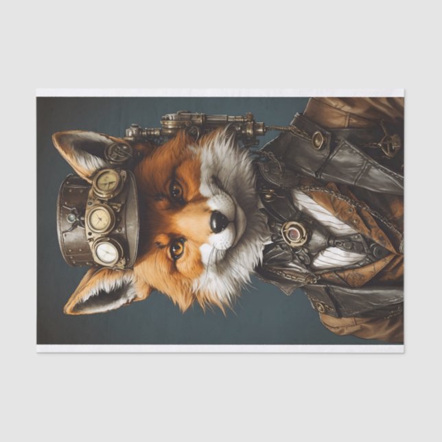 Papel De Seda Na moda Orange Steampunk Fox (Frente )