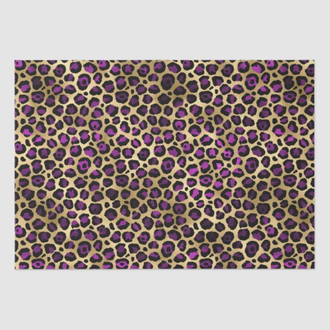 Papel De Seda Na moda Purple & Gold Foil Leopard Spots Safari (Frente )