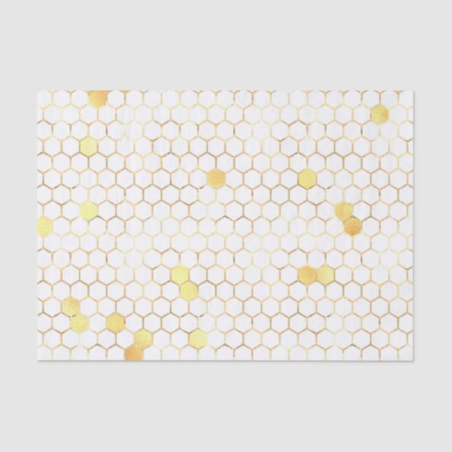 Papel De Seda Na moda White Dourada Honeycomb (Frente )
