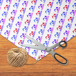 Papel De Seda Nadadores esportes de padrão roxo azul