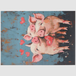 Papel De Seda Namorados 3 Porcos de Pintura Whimsical