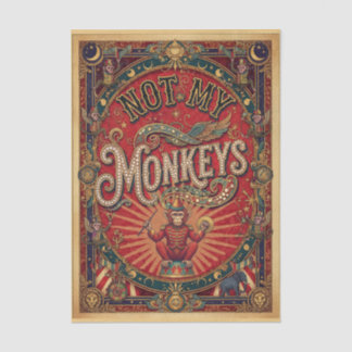 Papel De Seda Não Meus Macacos! Domador, Vermelho e Dourado