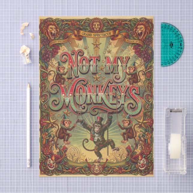 Papel De Seda Não são meus macacos! Extravagância Circense Vinta (Arte )