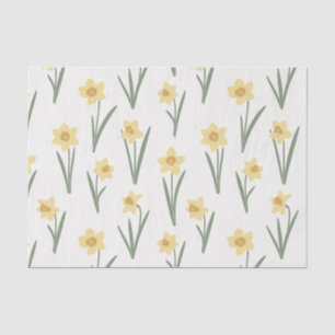 Papel De Seda Narciso Floral de Primavera em Amarelo e Verde Sua